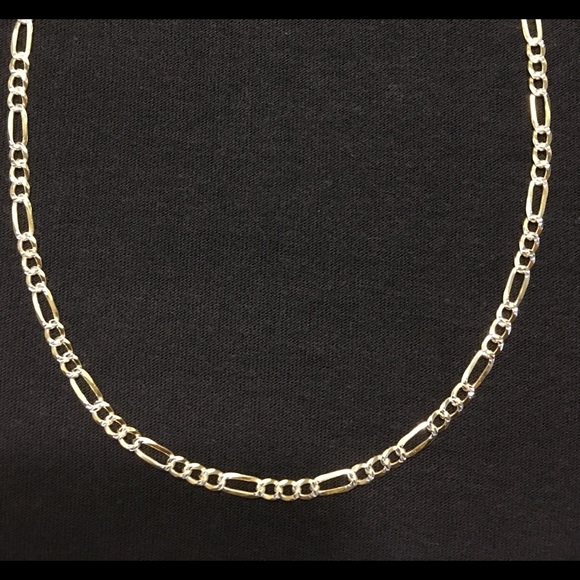 Gold Chain Vermeil Figaro 20in 3mm .925 Italy - Picture 2 of 3